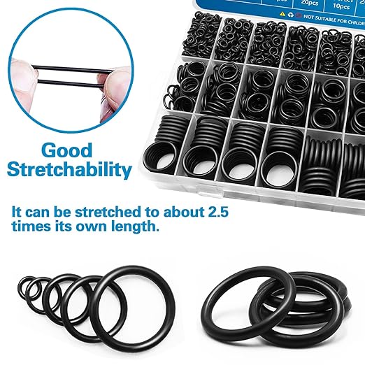 ZDBB 24 Size Rubber O Ring Set,1120 Pcs Black Small O Rings Assortment Kits,Assorted Metric Sealing Washer for Auto Plumbing Faucet Water Air or Gas Repair