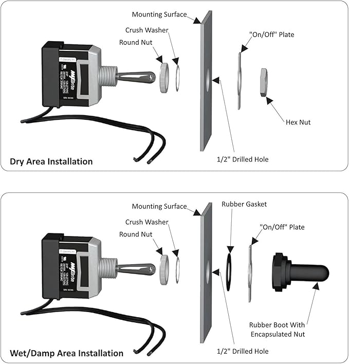 10 PCS Heavy Duty Toggle Switch 20/15A 125/277V, 2 HP with Waterproof Rubber Boot UL cUL Certified