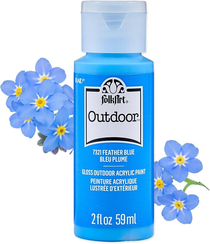 FolkArt Outdoor Acrylic Craft Paint, Gloss Finish, Feather Blue, 2 fl oz
