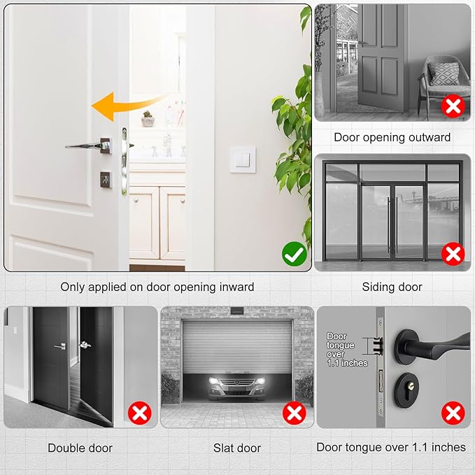 Portable Door Lock & Door Stop Alarm Set, Dual Protection for Privacy and Safety in Home Door Lock Kit, Door Alarm with 120dB Siren for Travel, Hotel, Apartment, College, Home