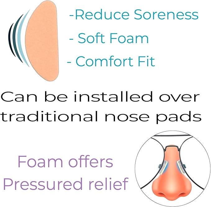 GMSO Ultra-Thin Quality Adhesive Halfmoon Black Foam Nose Pads - Removes Soreness - Large (19mm x 8mm x 1mm) (5 Pair, Peach)
