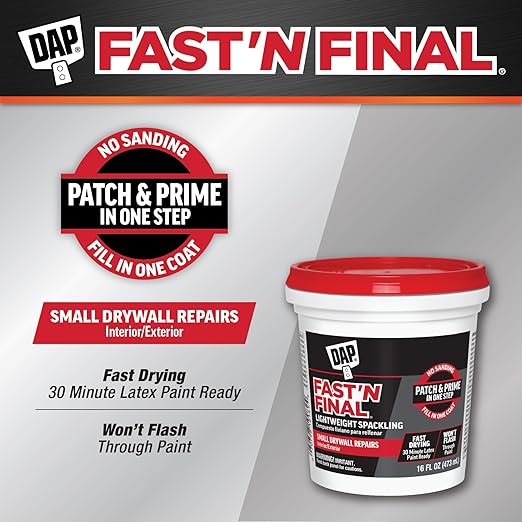 DAP Fast 'N Final Lightweight Spackling, White, 16 Oz (7079812141)