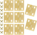 8pcs 1 Inch Brass Hinges, Mini Butt Hinges Cabinet Door Hinge, Box Hinge for Jewelry, Wooden Box, Small Cupboard Furniture (Gold)