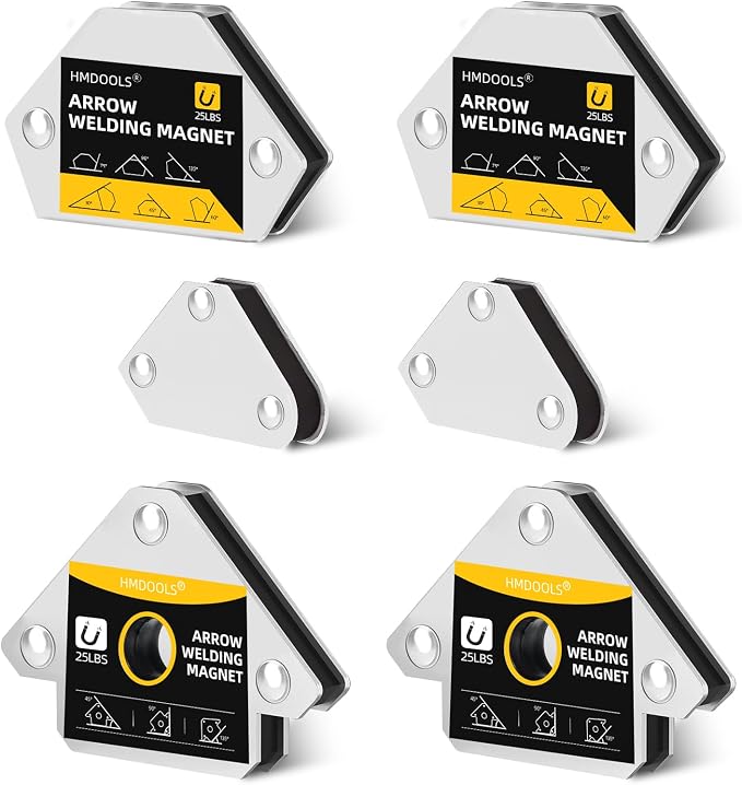 Welding Magnets Small Set,6 Pieces Welding Magnetic and Clamps Holder 25LB & 10LB,2Pcs Arrow,2Pcs Hexagon,2Pcs Mini,Power Welding Accessories and Tools,Welding for Car,Angle Magnets for Welding