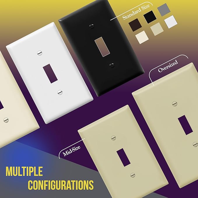 ENERLITES Toggle Light Switch Wall Plate, Gloss Finish, Size 4-Gang 4.50" x 8.19", Unbreakable Polycarbonate Thermoplastic, 8814-I, Ivory