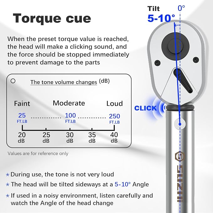 SuZhi 1/2 Inch Torque Wrench 25-250 ft-lb /33.9-339 N.M/Aluminum Alloy handle & Cr-Mo Material Head, Heavy Duty, Professional,Dual Direction, Store in Solid Case