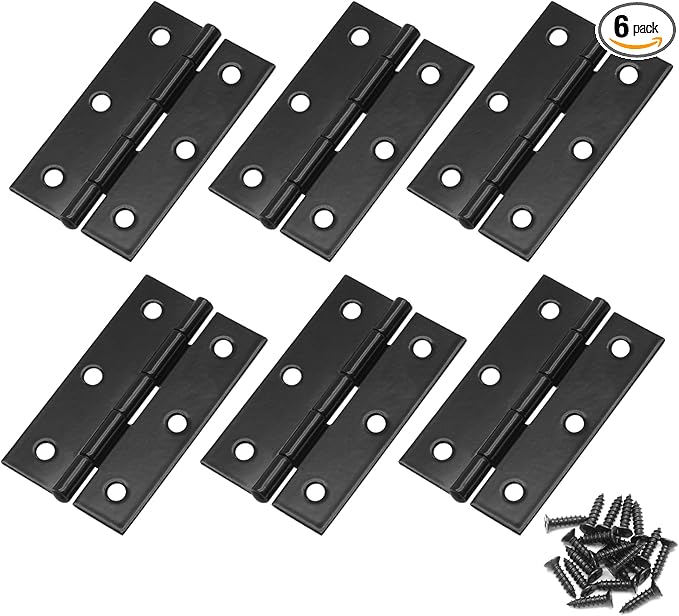 Murtenze 6 Pack 2.5 Inch Door Hinges, Black Butt Hinges with Mounting Screws