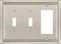 Henne Bery Sunken Pearls Heavy Duty Decorative Wall Plate Switch Plate Outlet Cover (Double Toggle/Single Decorator, Satin Nickel)