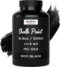 Nicpro All-in-One Black Chalk Paint for Furniture, 16.9 oz (500ml) Matte Finish Acrylic Craft Paint, Built-In Primer & Top Coat, Non-Toxic Furniture Paints for Cabinets, Wood, Metal, Home Decor