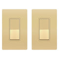 ENERLITES Elite Series Decorator Switch with Screwless Wall Plate, Paddle Light Switch, Single Pole, 3 Wire, Grounding Screw, Residential Grade, 15A 120V, UL Listed, 91150-GDWP2P, Gold Color (2 Pack)