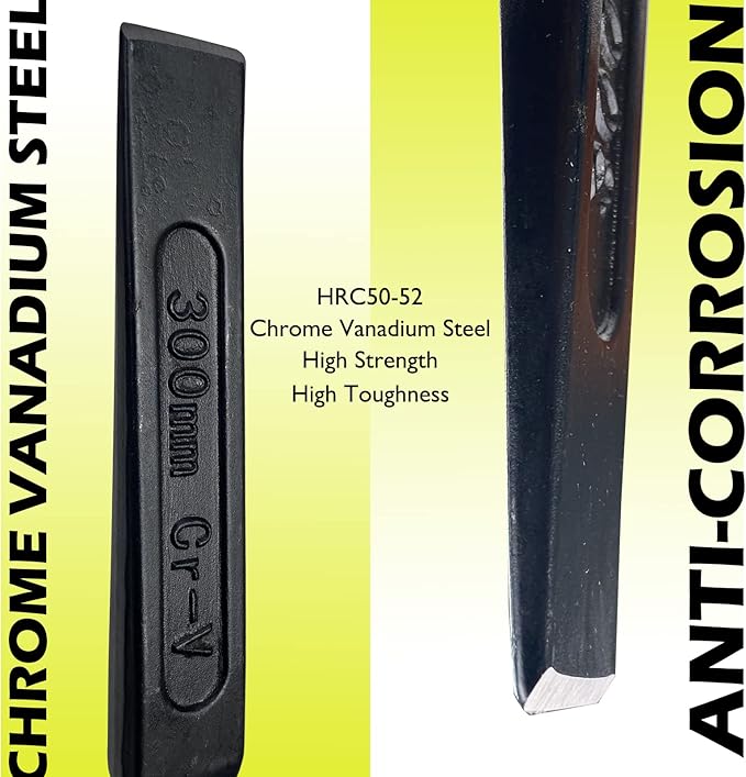 WEDO 12" Cold Chisel,Flat Utility Chisel,Industrial Grade,Length 300mm,CR-V Steel,Die-forged,Heat Treatment,Surface Black Polishing,For Carpentry, Metalwork, Woodwork & Masonry work
