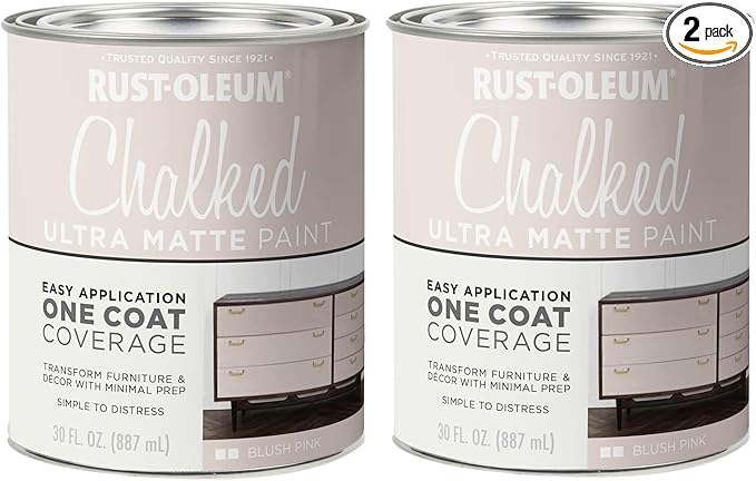 Rust-Oleum Blush Pink Chalked All-in-One Ultra Matte Paint | One Coat Coverage | No Primer, Sanding, Or Topcoat Needed | Easy Clean Up | Made in USA | 30 OZ | 2 Pack