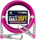 Tie Out Cable for Large Dog Runner for Yard, Pet Run Leash Heavy Duty Swivel Hooks Lead Holds Break Strength of 1000lbs, Steel Wire Dog Chain Leash Cable for Yard (Magenta 35FT)