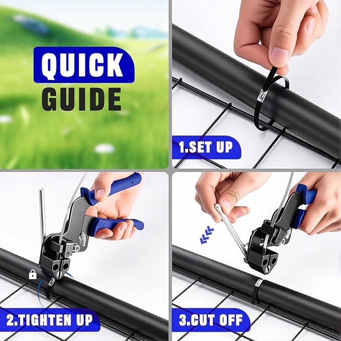 155pcs Heavy Duty 304 Stainless Steel Cable Tie Gun Kit | 150pcs(3 Sizes) Black Metal Zip Ties, Self-Locking, UV & Corrosion Resistant, for Fence, Exhaust Wrap, Chicken Coop, Farm Use