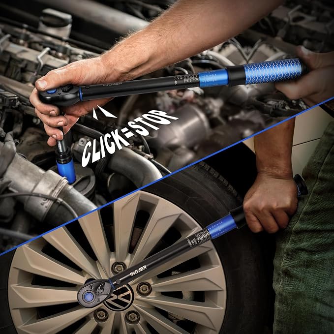 Torque Wrench 1/2, 10-180ft.lb, UPGRADE Torque Wrench Auto | 13.6 - 244.1Nm, ±3% Dual-Direction, 72 Tooth 1/2 torque wrench for Engine, Suspension & Spark Plug Maintenance