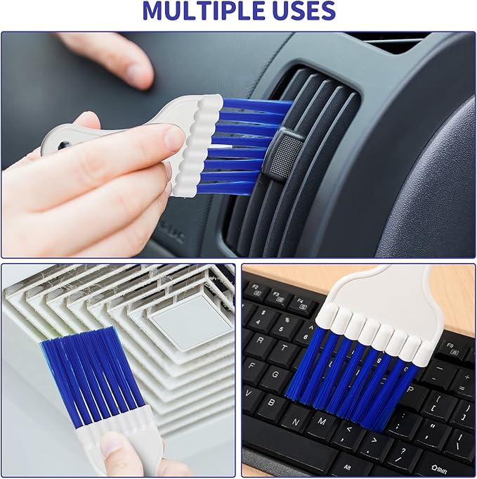 4 Packs Air Conditioner Condenser Cleaning Brush Refrigerator Coil Brush HVAC Coil Cleaner Brush Small Plastic Whisk Brush (Blue)