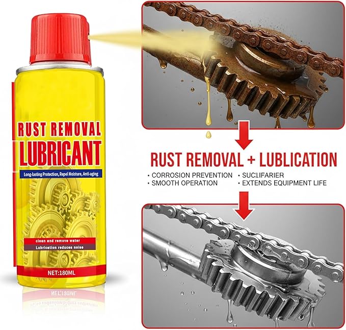 6.1Oz Anti-Rust Lubricant Spray & Rust Remover, New Multi-Purpose Penetrating Oil, Multi-Purpose Formula for Protect & Restore, Fast-Acting Dissolver for Vehicles, Tools, Chains, Bolts and Hinges