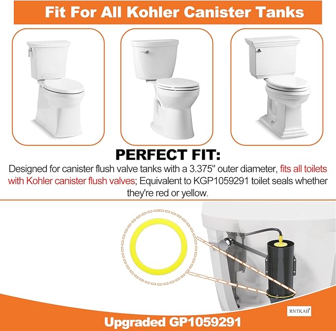 Flush Valve Seal for Kohler, 3 Pack GP1059291 Silicone Replacement for Toilets - Upgraded Seal Kit Compatible with Kohler K-GP1059291 Canister