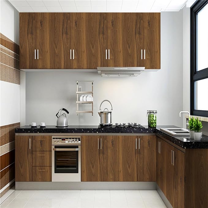 Wood Peel and Stick Wallpaper, Contact Paper for Classroom Home Decor | 17.7"x118" Removable Self-Adhesive Walnut Wood Plank Film, Farmhouse Decor for Bulletin Board Desk Cabinet & Home Renovation