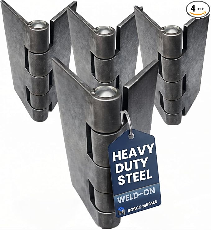 Heavy Duty Gate Hinges 4" x 4", 2 Pairs Weldable Hinges, 5/32" Thick Steel Butt Hinges for Metal Gates, Doors, Trailers & Tailgates, Uncoated Dark Grey
