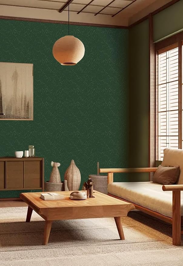 Dark Green Peel and Stick Wallpaper Removable Silk Texture Contact Paper | 15.7" X 984.2" Self Adhesive Vintage Embossed Stick on Wallpaper Home Decorativon for Wall Shelf Liner Paper