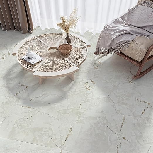 Art3d Peel and Stick Floor Tile, 10-Pack 12 x 12in. Covers 10 Sq.ft, Waterproof Vinyl Flooring Tiles Self Adhesive for Kitchen, Bathroom & Bedroom - White Grey Vein Marble