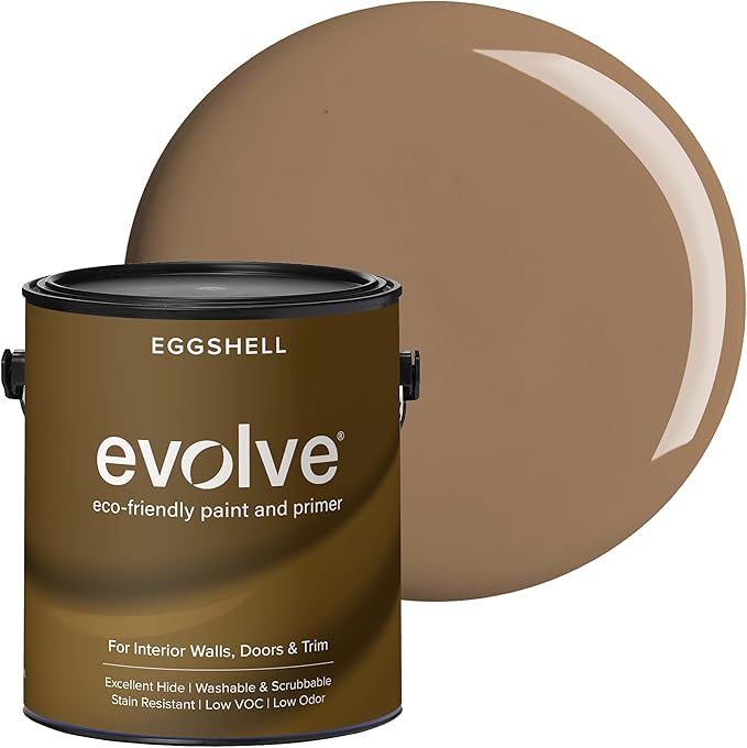 EVOLVE Interior Paint & Primer, Eggshell (Latte Whisper), 1 Gallon – One-Coat Coverage, Excellent Hide, Low VOC, Low Odor, Washable Paint for Walls, Doors & Trim