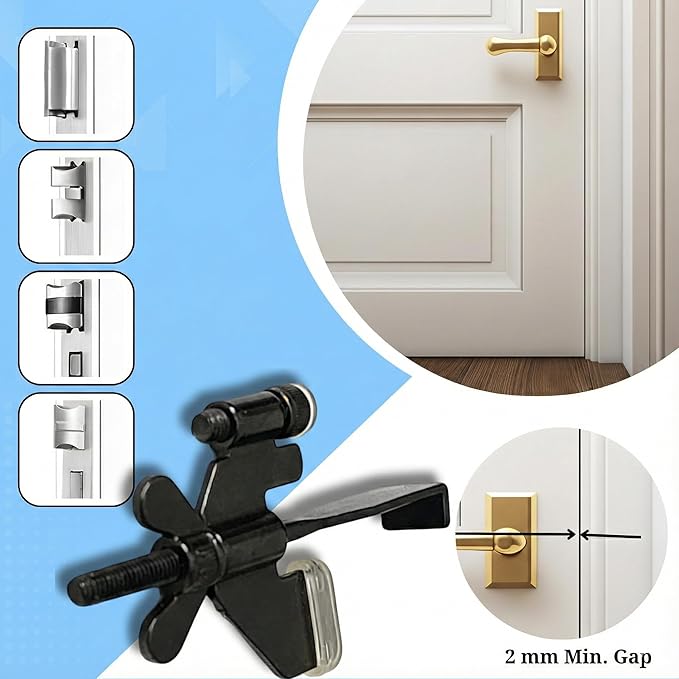 Original Trustella Heavy-Duty Portable Door Lock with Stainless Steel Build. Perfect for Home, Travel, Hotels, and Apartments for Inward-Opening Doors with a 2 mm Gap. (Silver/Black)