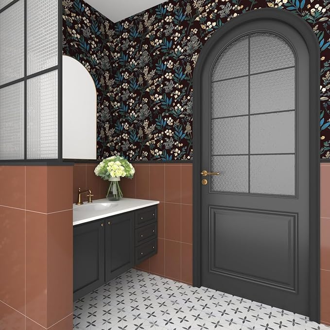Vintage Floral Peel and Stick Wallpaper 17.5'' x 787'', Green Blue | Self Adhesive/Removable/Waterproof/Thick Vinyl Extra Long Contact Paper for Bathroom Bedroom Shelf Cabinet Drawer,Prepasted
