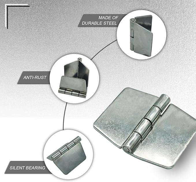 4 Pieces Heavy Duty Weldable Hinges, Steel Butt Hinge Design for Heavy Gates and Doors Corrosion Rust Resistant 2.4 x 2.9 inch