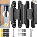 7" Hidden Door Hinge/Concealed Hinges,Invisible Hinges,Invisible Door Silent 180 Degree Swing Hinge 3-Way Adjustable Butt 7 x 2.8 x 1 (Black, 7 inches)