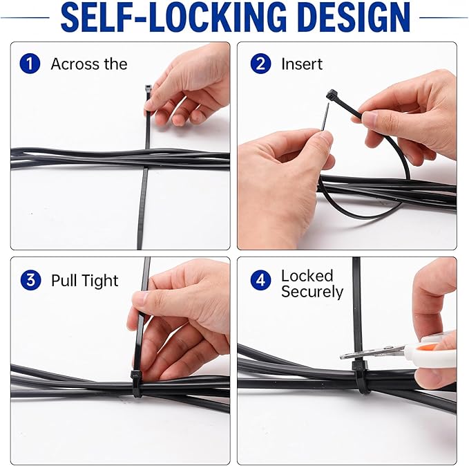 Zip Ties 12 inch, 4000 Pack Heavy Duty Black Zip Ties with 120 lbs Tensile Strength, Self-Locking Nylon Cable Ties,Wire Ties for indoor and outdoor use.