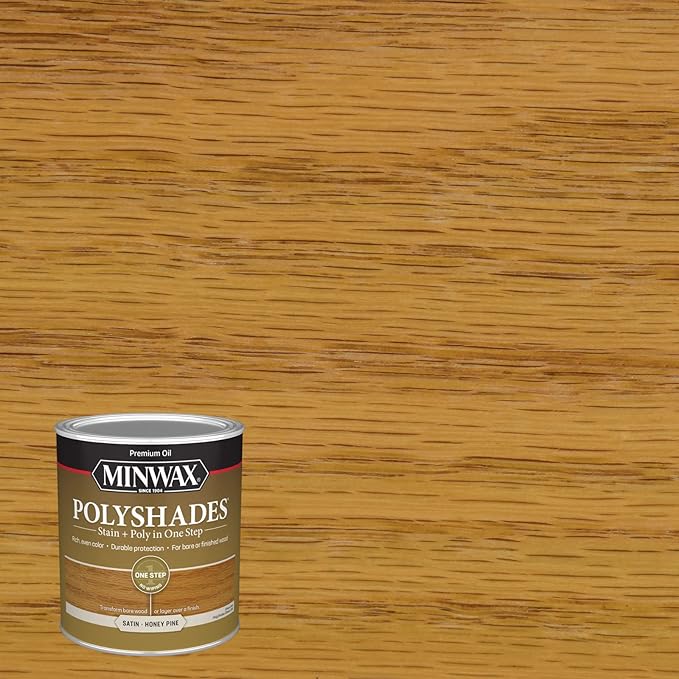 Minwax PolyShades Wood Stain + Polyurethane Finish – Quart, Honey Pine, Satin