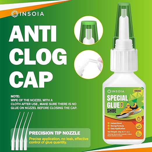 INSOIA Clear Super Glue for Shoe Repair, 20g, Waterproof, Strong, Quick Fix, Bonding Shoe Sole, Boots, Sandals, Sneakers, Leather & Footwear Items