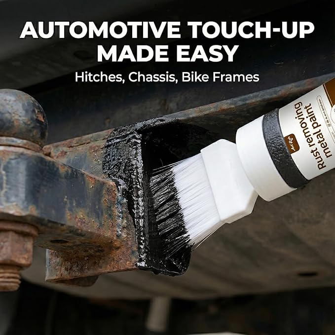 Black 2-in-1 Rust Converter & Touch Up Paint, 6.35 Fl oz, Rust Inhibitor & Anti-Rust Coating for Metal, Automotive, Chassis, UV Resistant