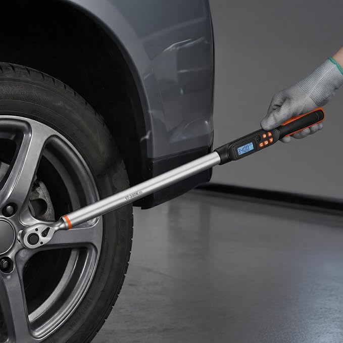 VEVOR Torque Wrench Set 1/2" Drive Digital Torque Wrench 4 Display Units, ±2% Accuracy, LCD Screen, with Buzzer and LED Indicator, with Sockets, Extension Bar, Adapter, for Automotive Repair