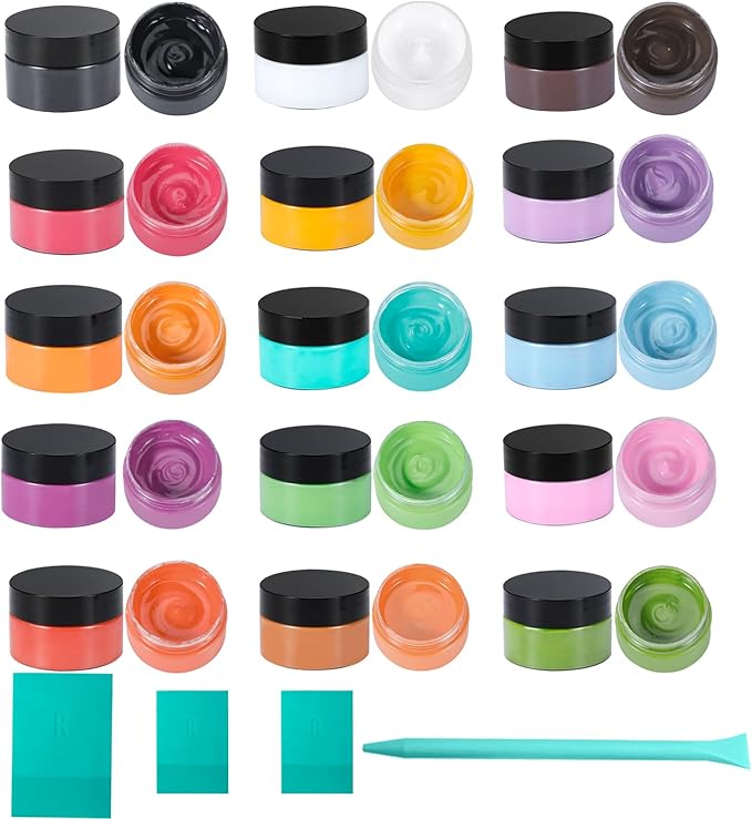 15 Chalk Paste and 4 Chalk Paste Mini Squeegees, Ink Paste Sets for Stencils, Screen Printing Paint for Drawing on Chalkboards, T-Shirts, DIY Home Decor