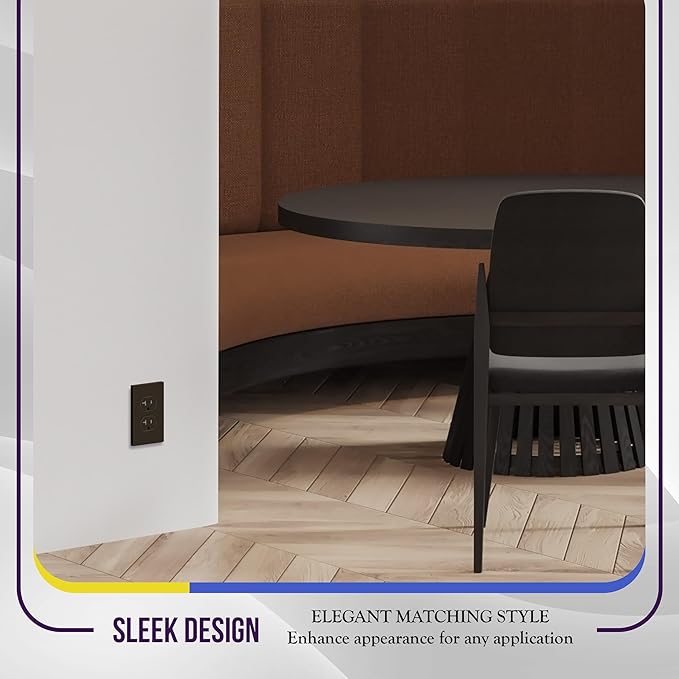 ENERLITES Screwless Duplex Wall Plate, Child Safe Receptacle Outlet Cover, Standard Size, 1-Gang 4.68" x 2.93", Unbreakable Polycarbonate Thermoplastic, UL Listed, SI8821-BR, Glossy, Brown