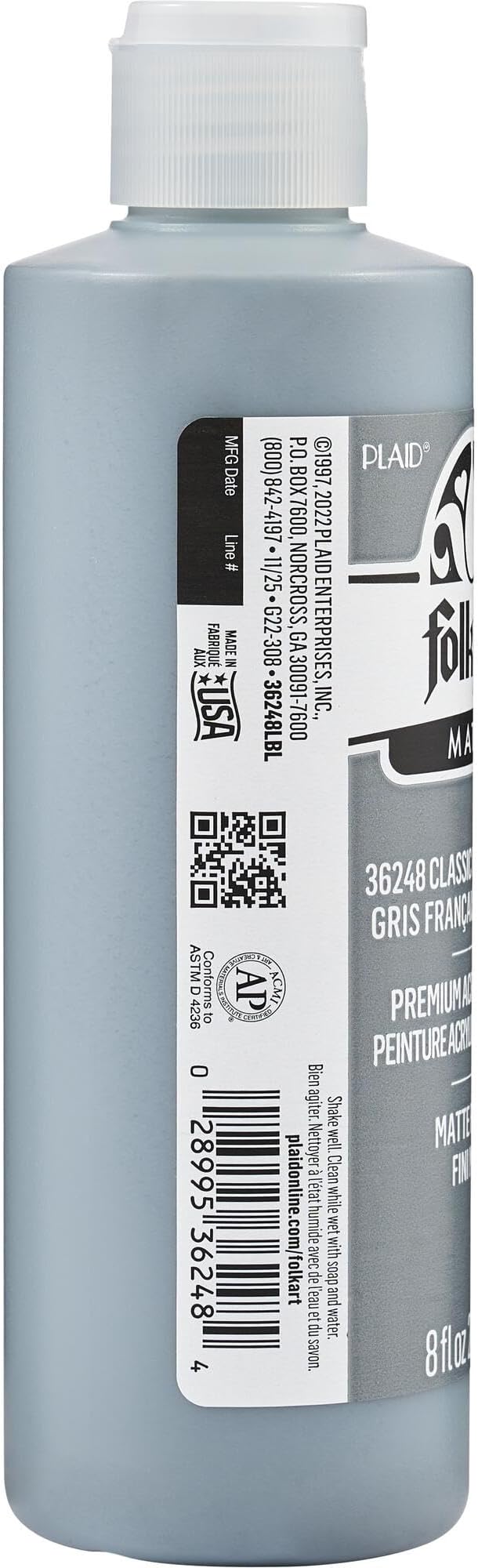 FolkArt Acrylic Craft Paint, Matte Finish, Classic French Gray, 8 fl oz