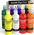 Nicpro 8 Colors Washable Finger Paint Set for Toddlers (4 oz), Non-Toxic & Baby Safe Paint for Hand and Feet, Mess Free Finger Painting Art Supplies for Kids Age 1-3 4 5 6+, Preschool Learning Gifts