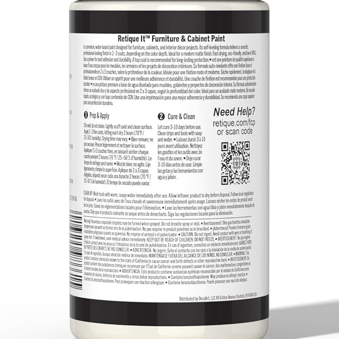 Retique It Chalk Furniture Acrylic Paint by Renaissance DIY, 32 oz (Quart), 32 Fl Oz, White