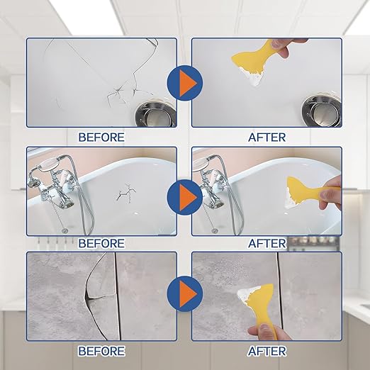 Porcelain Repair Kit, Waterproof Fiberglass Tub Repair Kits, Strong Tile Repair Kit, Non-Toxic Ceramic Tile Repair Kits Suitable for Ceramics, Porcelain, Resin, Granite, Marble, Quartz, Etc