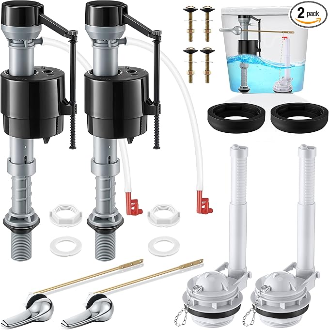 Saillong 3 Inch Toilet Flusher Replacement Kit, Include 3 Inch Adjustable Flush Valve with Flapper, Fill Valve, Front Flush Handle, Rubber Gasket, Bolts, Complete Toilet Parts Inside Tank Kit (2 Pack)