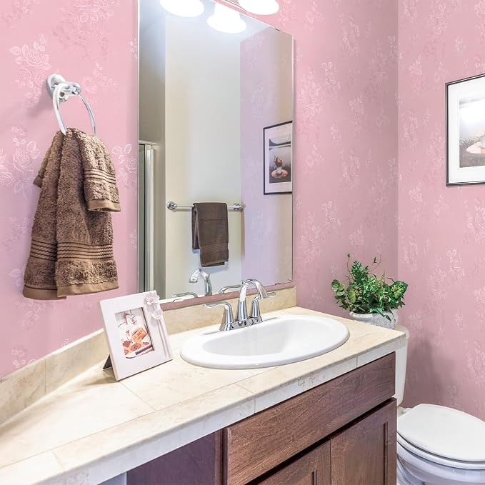 Silk Pink Peel and Stick Wallpaper Embossed Floral 393in 17.7in | Textured Vinyl Wallpaper,Self Adhesive Removable,Perfect for Bedroom Girls Kids Room,Gift Paper,Easy to Use