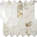 Vamos Tile Glossy Pandora Marble with Gold Veining Backsplash Tile Peel and Stick, 12.8 x 12.8 Inch 10 Sheets Long Hexagon PVC Self Adhesive Mosaic Tiles Stick on Backsplash for Kitchen and Bathroom