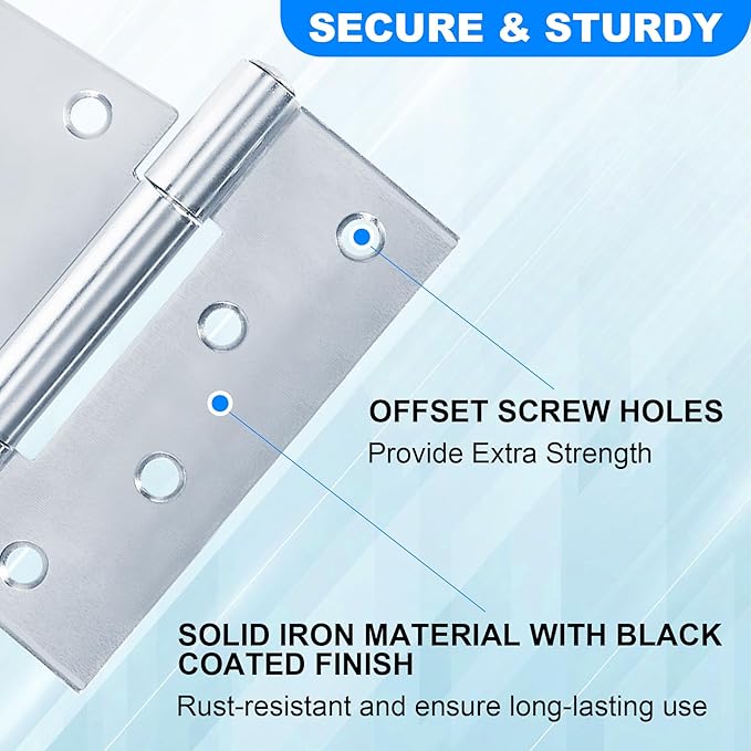 Heavy Duty Gate Hinges 3.5 inch 4 Pack Extra Thick Industrial T Hinges Barn Door Shed Door Hinges for Large Wooden Gates Wood Fence Outdoor - Zinc Iron Finish (Screws Included)