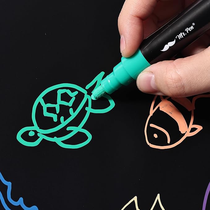 Mr. Pen Chalk Markers - 6 Pack Assorted Colors, 8 Labels, Liquid Chalk Pens for Chalkboard & Glass, Erasable