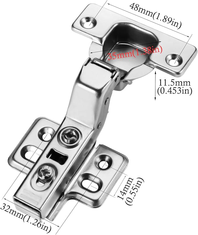 40pcs Inset Cabinet Hinge Frameless Concealed Door Hinges European Soft Closing Four-Hole Mounting Plate Hinges Nickel Plated Finish
