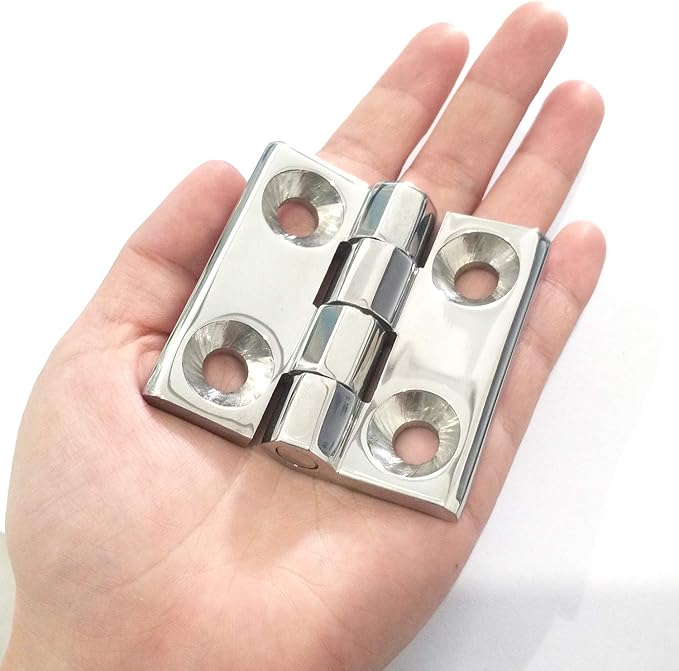 Marine Grade CAST Solid 304 Stainless Steel Mirror Polished Butt Hinges Marine Stainless Steel Heavy Duty 2-3/8" x 2-3/8" Pair for Boat, RVs