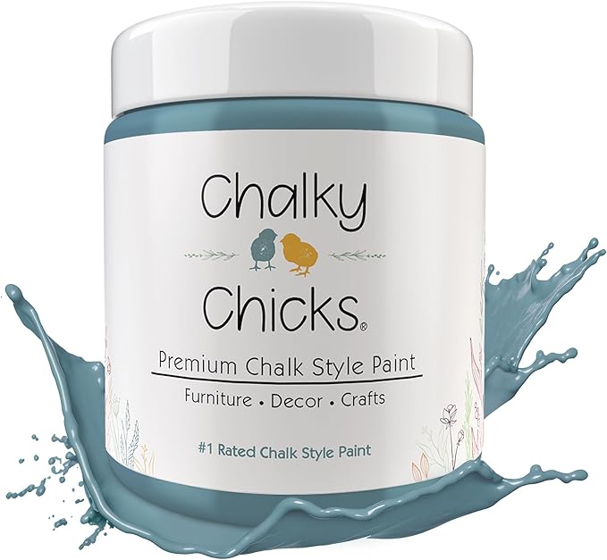 Chalky Chicks 16 Fl Oz Matte Y Blue (Medium Blue) Chalk Paint for Furniture Without Sanding, No Prep Furniture Paint No Sanding All in One for Crafts, Wood, Walls, Cabinet, Metal, Dresser, Farmhouse
